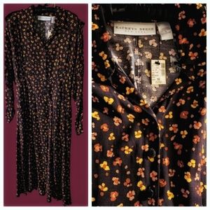 🍂🍁Kathryn Deene New York Vintage Floral Long-Sleeve Dress